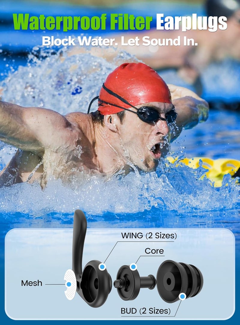 VIGOROAD Swimming Ear Plugs, 2 Pairs Waterproof Reusable Silicone Earplugs with Cord & Case for Swimming, Shower, Bathing, Surfing, Pool and Water Sports, Comfortable Fit for Adults, Teens & Kids 9+ - Image 2